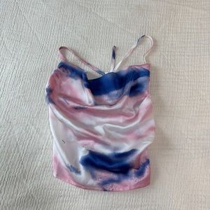 Multicolor Satin Open Back Top